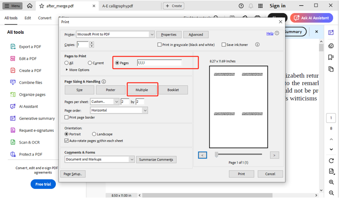 How to Print 4 or 2 Copies on One Page PDF with Adobe Acrobat 1