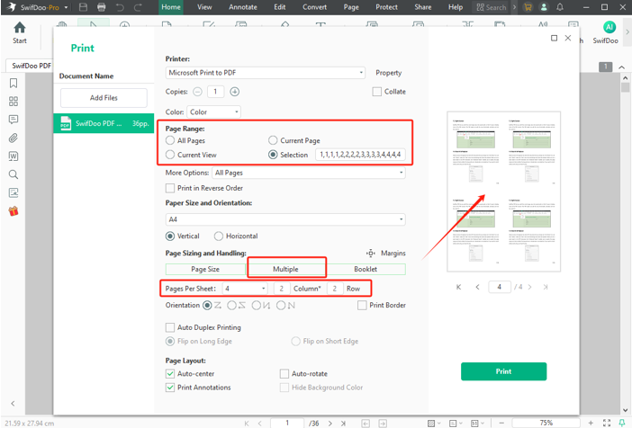 How to Print Multiple Copies on One Page of PDF with SwifDoo PDF 2