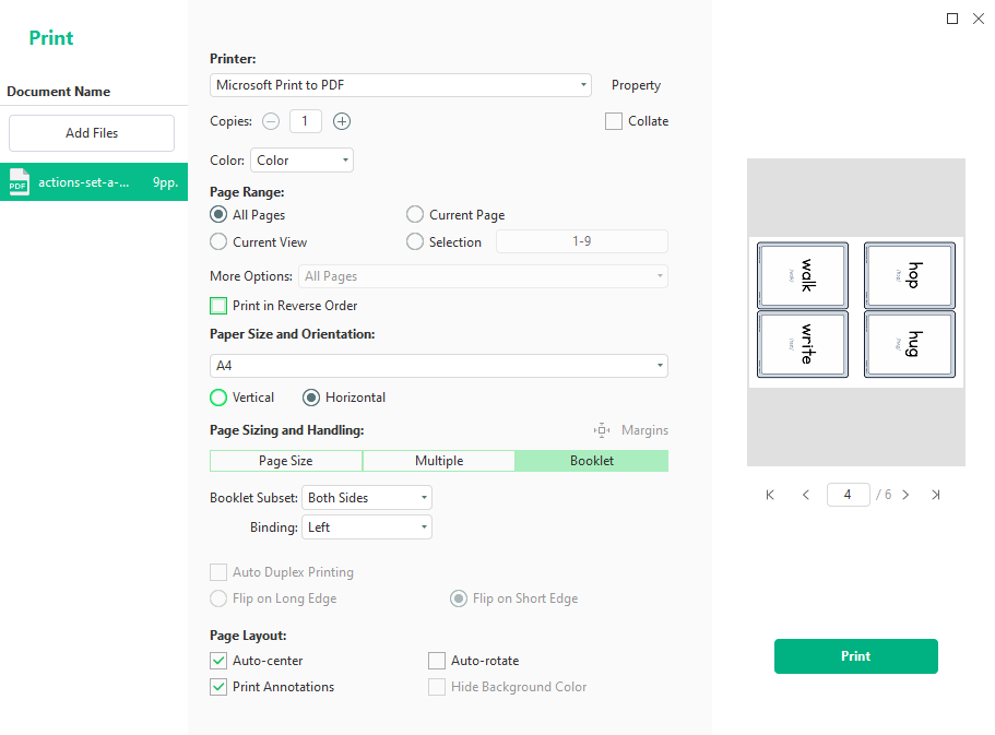 Print Quizlet flashcards as PDF in SwifDoo PDF
