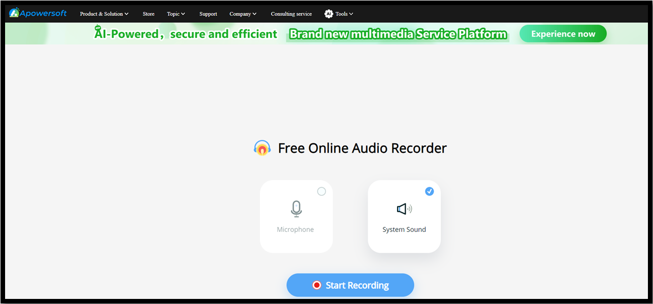 how to record audio on Windows 11 using Online ApowerSoft