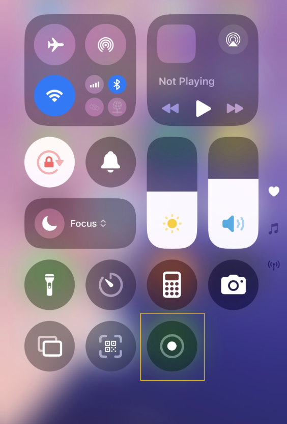 Tap the Record icon in the Control Center of iPhone