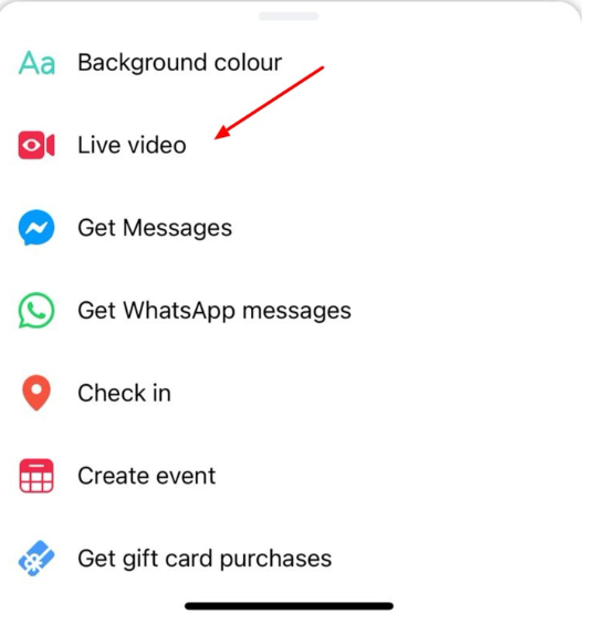 Tap the Live video option in Facebook
