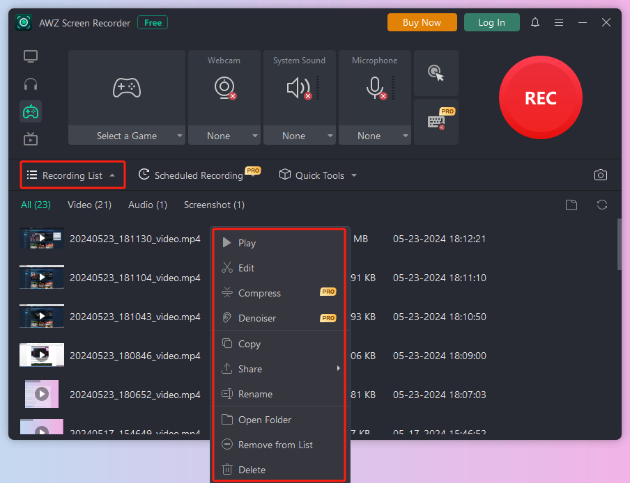 how to record on Steam with AWZ Screen Recorder 5