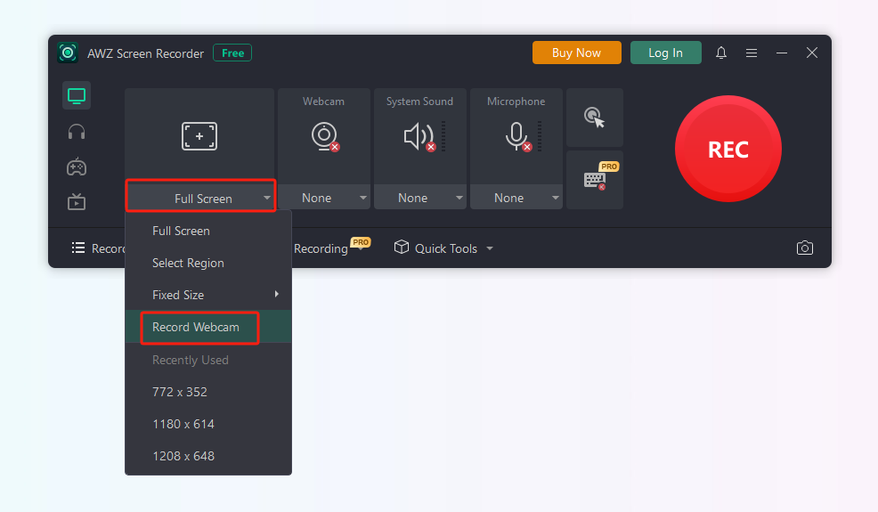 how to record yourself on laptop with AWZ Screen Recorder 1
