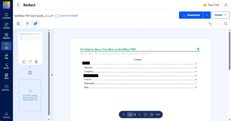 Redact a PDF on Mac Using an Online Tool