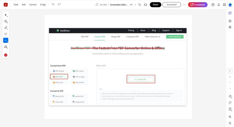 Redline PDFs in Adobe Acrobat Online Services