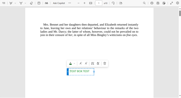 Remove Box around Text in PDF in Microsoft Edge