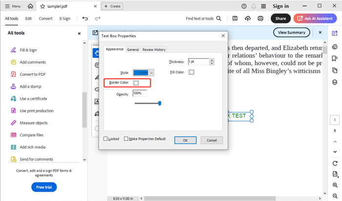 How to Remove Border from Text Box in PDF Using Adobe Reader 2
