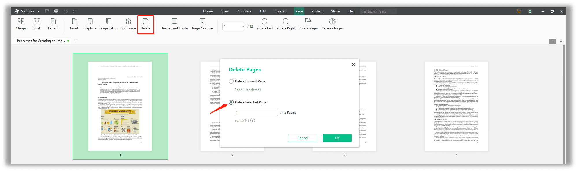 How to remove multiple pages from a PDF in SwifDoo PDF
