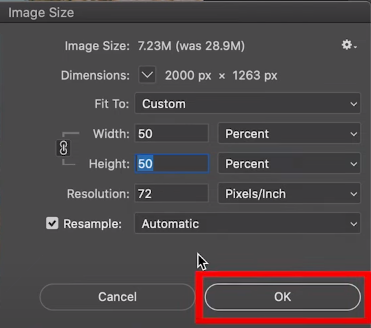 How to resize an image on Windows with Photoshop step 2
