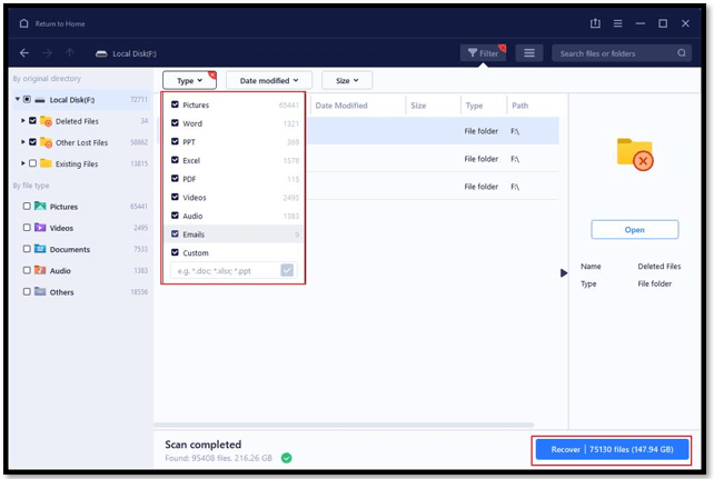 How to recover deleted PDF files with EaseUS 1