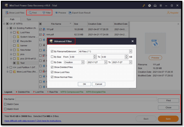 How to recover deleted PDF files with MiniTool 2