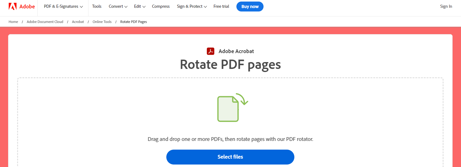 How to rotate PDF in Adobe Acrobat online service