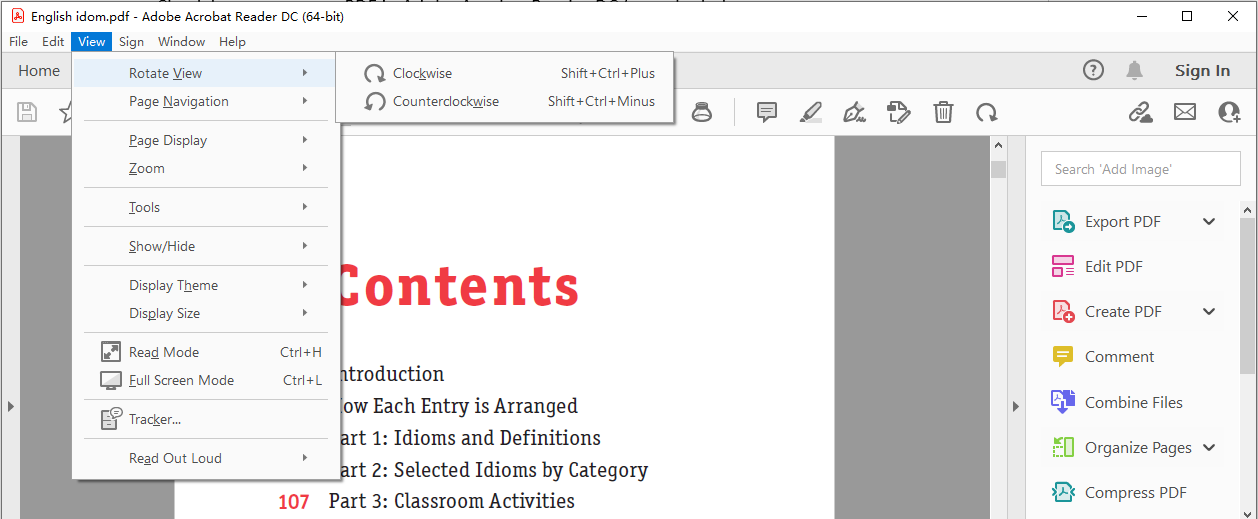 How to rotate PDF in Adobe Reader