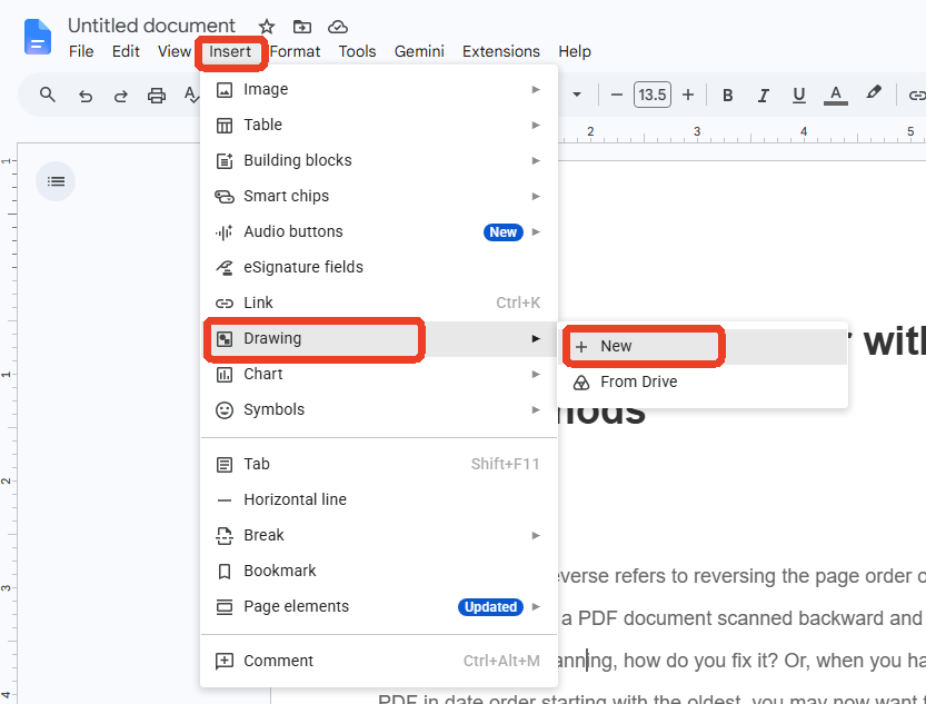 Google Docs Drawing Tool