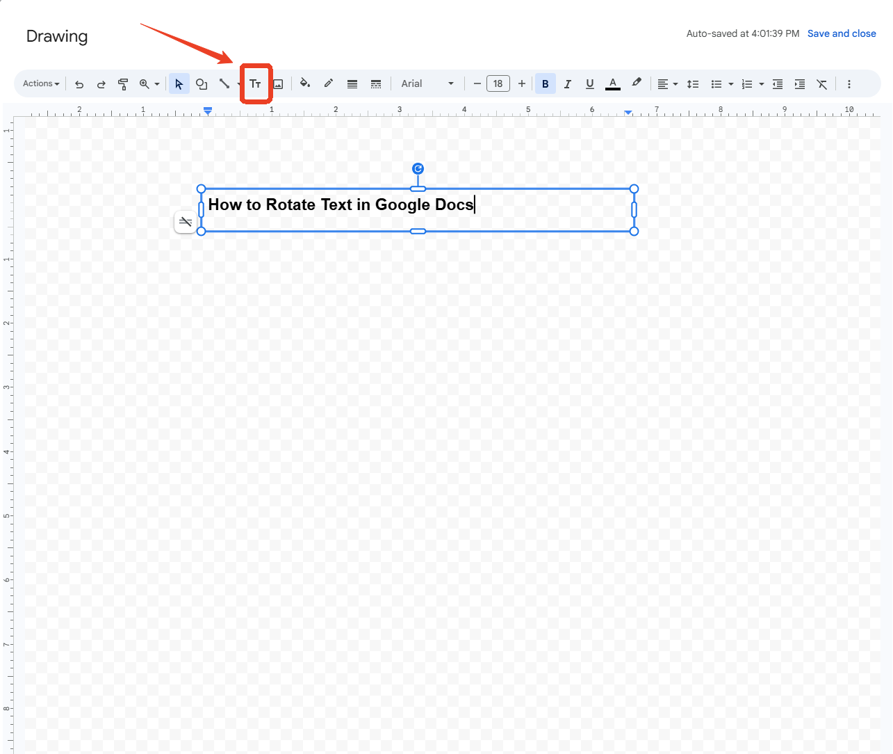 Google Docs text box