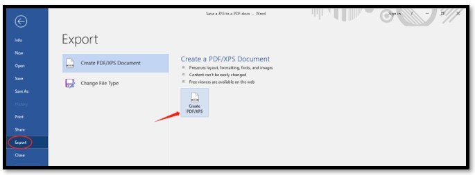 How to save a JPG as a PDF on Windows in Microsoft Word