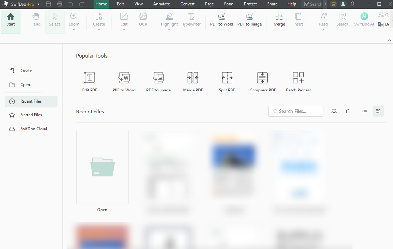 The main interface of SwifDoo PDF