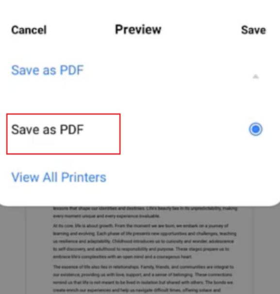 Click Save as PDF for ChatGPT conversation saving on your iPhone