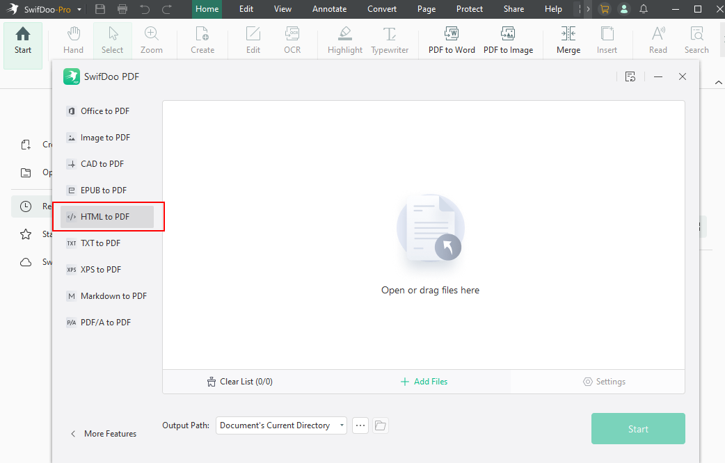Convert HTML to PDF in SwifDoo PDF