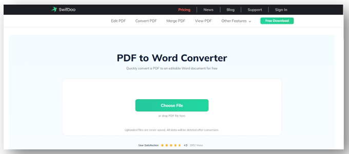 How to save PDF as Word in SwifDoo PDF Online Converter for free