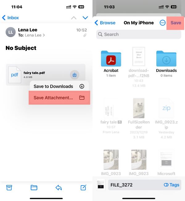 Save PDF to Files on iPhone from Email