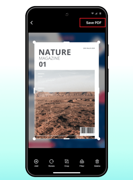 Choose the Save PDF option in SwifDoo PDF on an Android phone