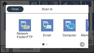 Select the Scan to option on the Epson Printer Control Panel