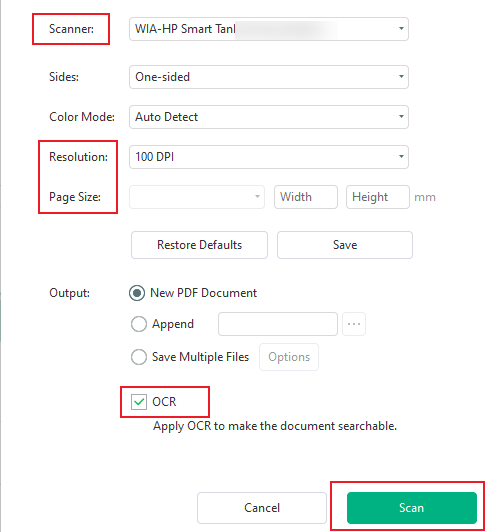 Customize the scanning option in SwifDoo PDF