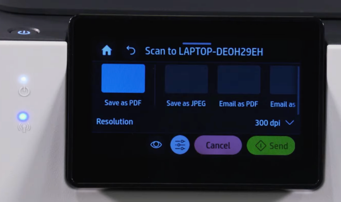 Scan from a printer to a computer via the printer’s control panel