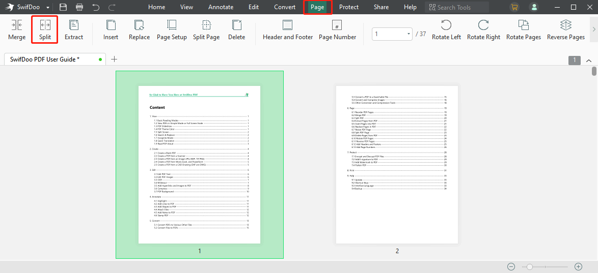 How to separate PDF pages with SwifDoo PDF step 2