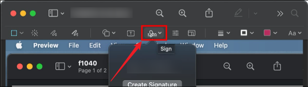 Click the Sign icon in Preview