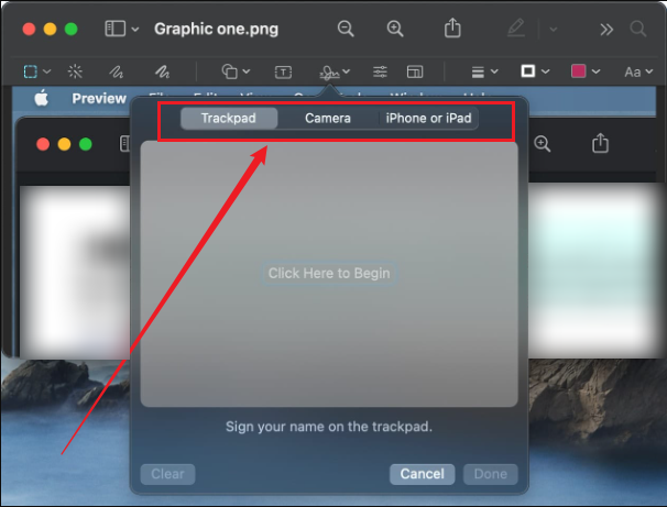 Sign a PDF in Preview using the Trackpad, Camera, or iPhone or iPad option