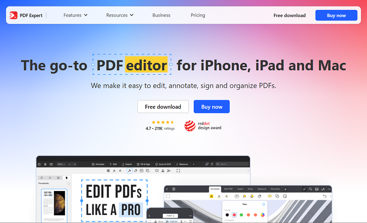 Web interface of PDF Expert