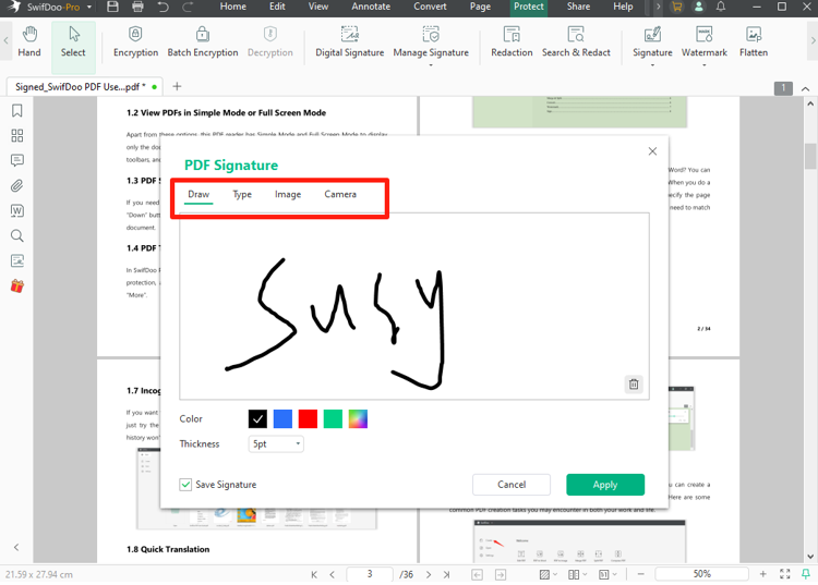 Sign Multiple Pages in PDF at Once with SwifDoo PDF 2