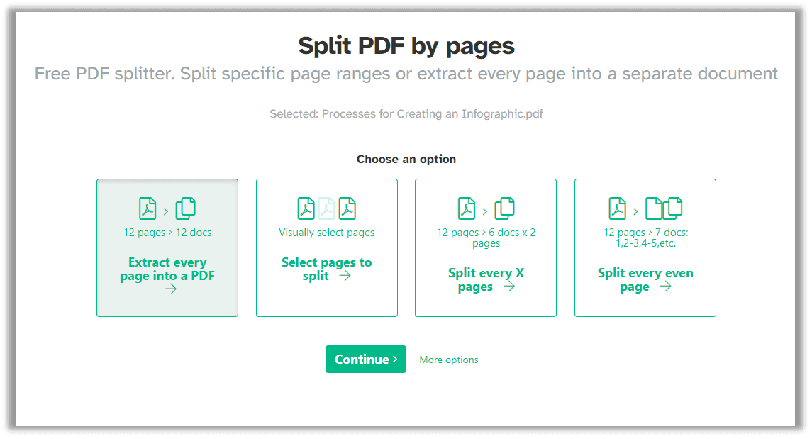 Split PDF, Extract PDF pages online