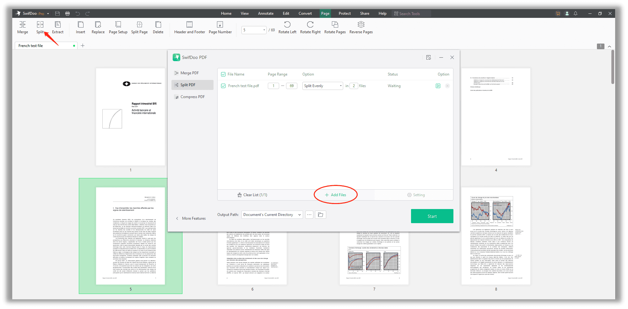 How to split PDF pages in SwifDoo PDF