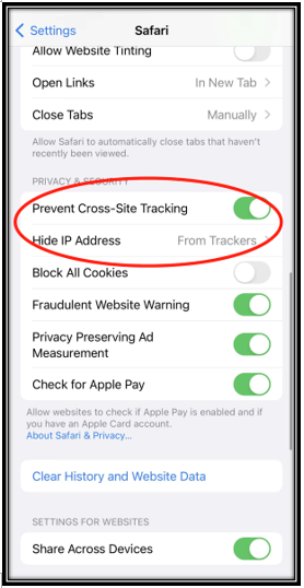 How to stop cross-site tracking on iPhone