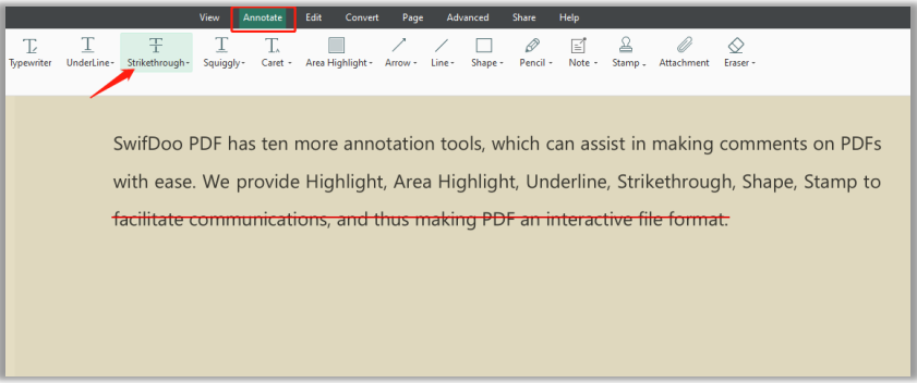 How to strikethrough a PDF in SwifDoo PDF