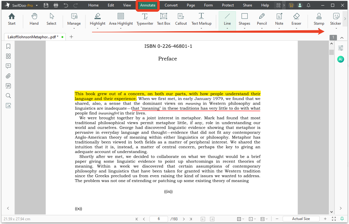 SwifDoo PDF's annotation
