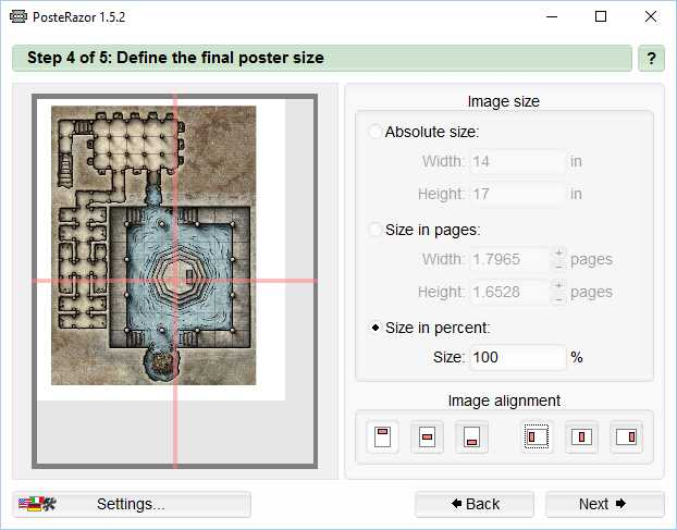 Customize the tile PDF printing settings in PosteRazor