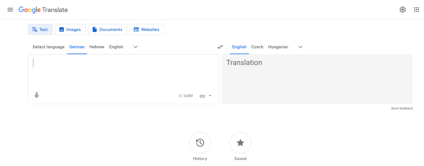 Input the text you want to translate into Google Translate