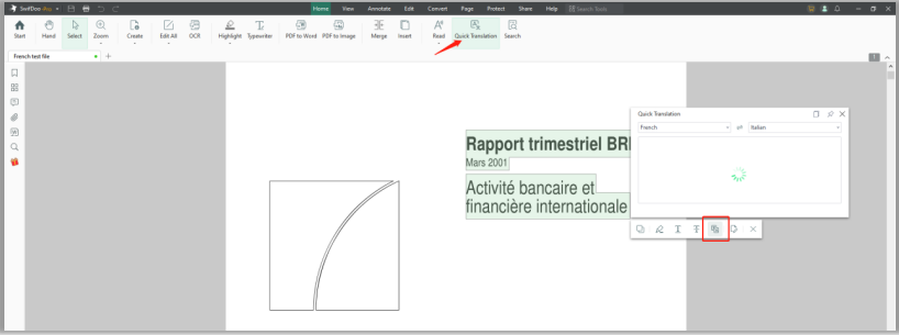 How to translate French to Italian in SwifDoo PDF