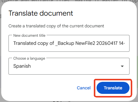 translate google docs