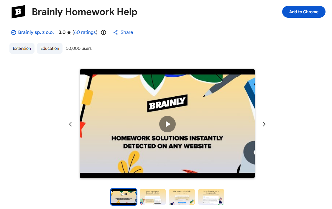 Brainly Homework Help’s extension