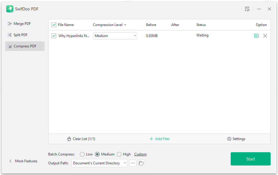 SwifDoo PDF’s Compress PDF module