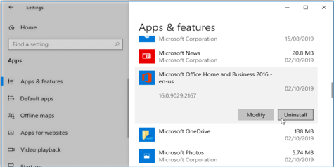 How to Remove or Uninstall Office from Settings