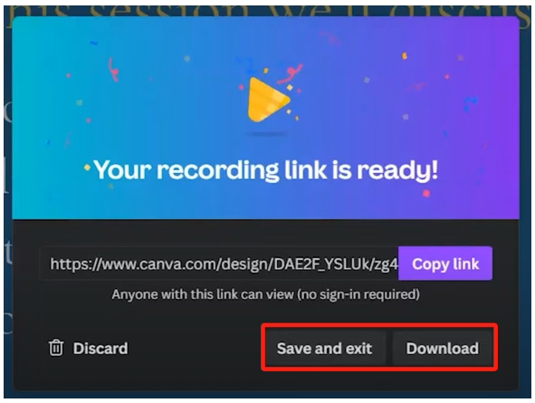 How to use Canva to record presentation