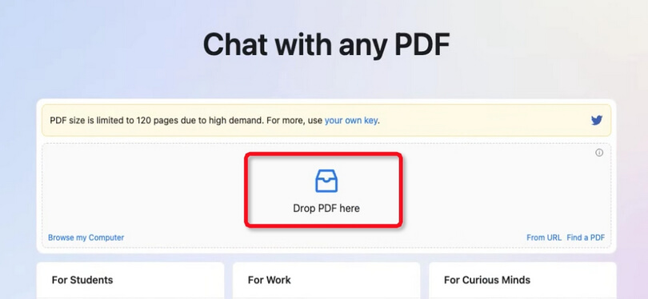 how to use ChatPDF step 1