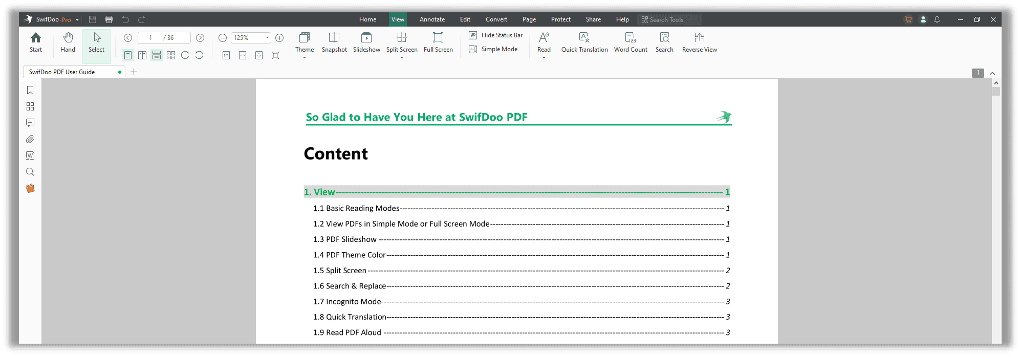 How to read PDF ebooks in SwifDoo PDF
